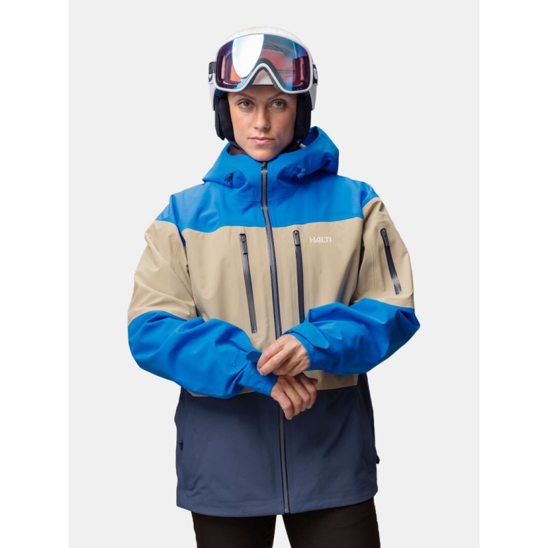 Halti Rizle 3L unisex smučarska jakna – 3-slojni DrymaxX® Nano material, vodoodpornost 25.000 mm, Primaloft® Thermo Fleece paneli in PFC-free obdelava. Tehnično vrhunska jakna za zahtevne smučarje.