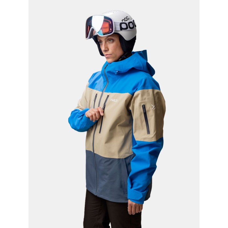 Halti Rizle 3L unisex smučarska jakna – 3-slojni DrymaxX® Nano material, vodoodpornost 25.000 mm, Primaloft® Thermo Fleece paneli in PFC-free obdelava. Tehnično vrhunska jakna za zahtevne smučarje.