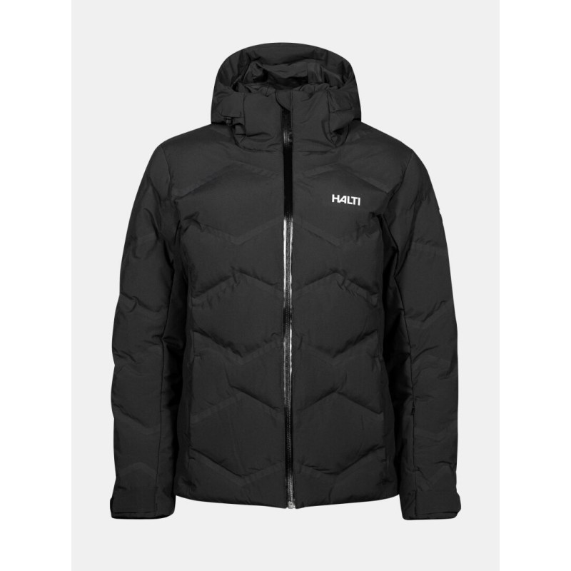 Topla in elegantna ženska smučarska puhovka Halti Nordic Black – brezšivna Microtherm® Arcty izolacija, vodoodporen material X-Welded in okolju prijazna izdelava. Idealna za hladne zimske dni in aktivno smučanje.