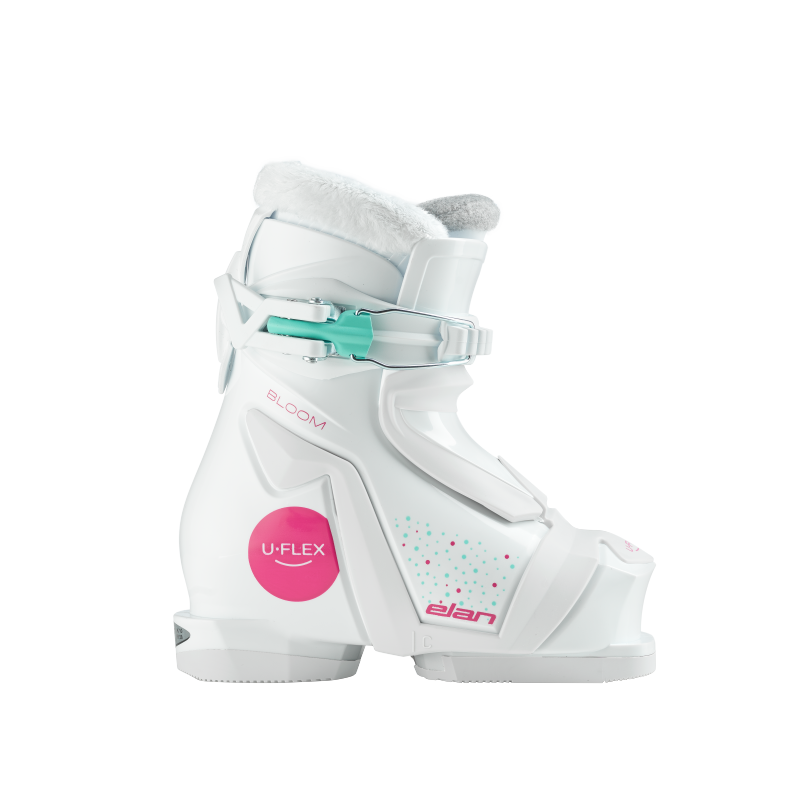Elan Bloom 1 so popolni otroški smučarski čevlji za prve korake na snegu. Mehki, lahki in nastavljivi s tehnologijo U-Flex za hitro in zabavno učenje smučanja.