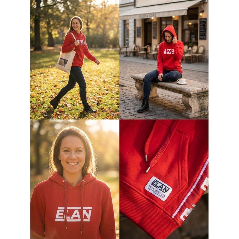 Ženski pulover ELAN W HOODIE RETRO RED