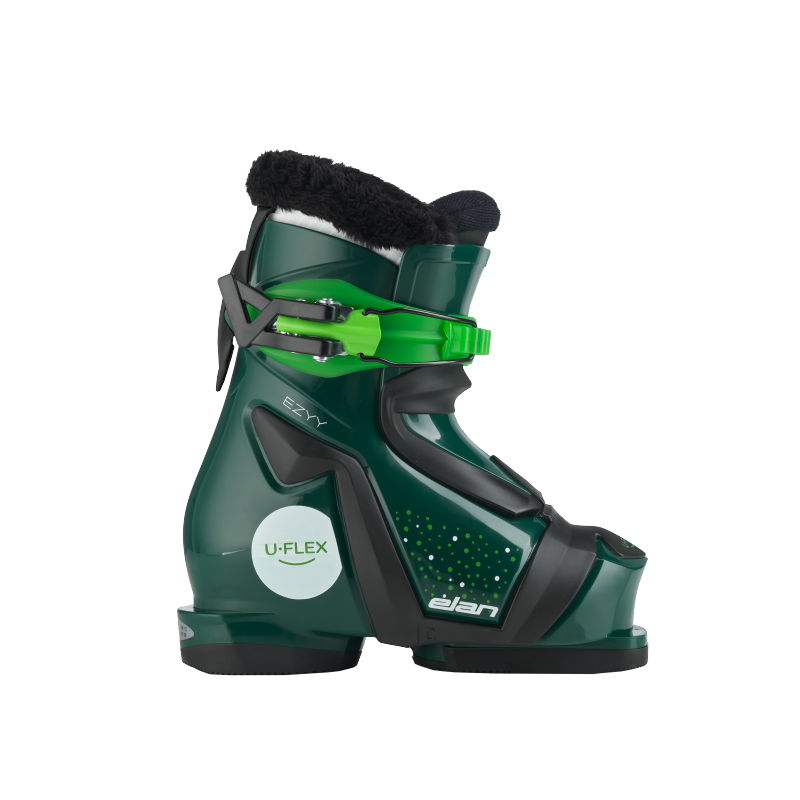 Elan Ezyy 1 so popolni otroški smučarski čevlji za prve korake na snegu. Lahki, topli in prilagodljivi z U-Flex tehnologijo za hitro učenje. Odkrijte jih v AS Sport Outlet!