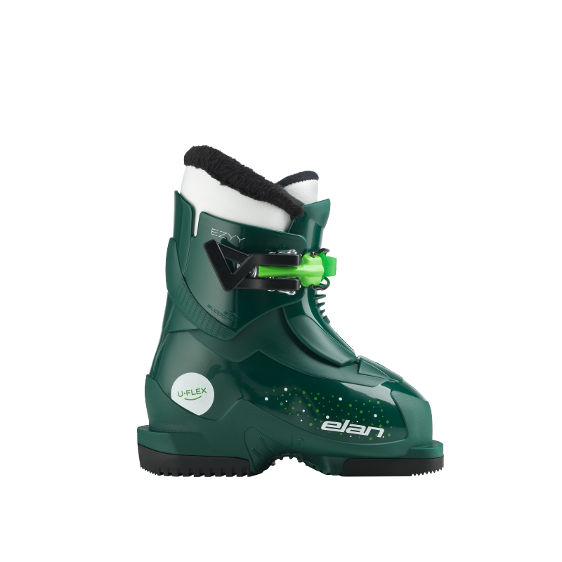 Elan Ezyy XS otroški smučarski čevlji z U-Flex tehnologijo za lažje učenje smučanja. Lahki, topli in prožni čevlji, ki rastejo z otrokom – popolni za prve zavoje.