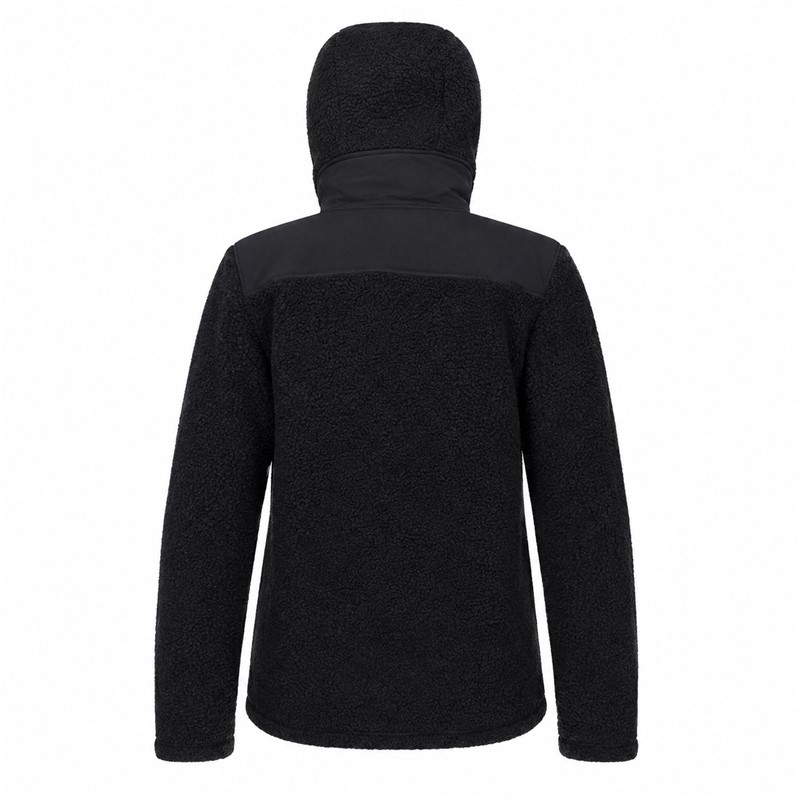 Moška črna flis jopica s kapuco ELAN BLACK iz toplega in mehkega Sherpa flisa