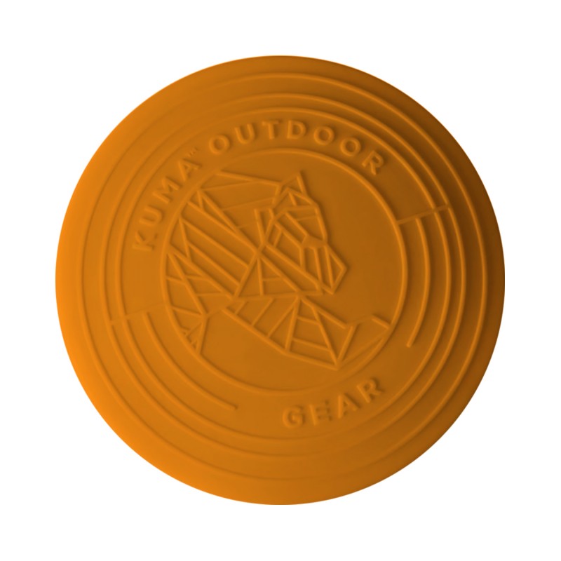 The KUMA Rocky Mountain Flyer frisbee for dogs in orange color is a versatile tool that can be used for playing with your dog or as a convenient bowl for water and food. Made from 100% BPA-free silicone with a rim for better grip.