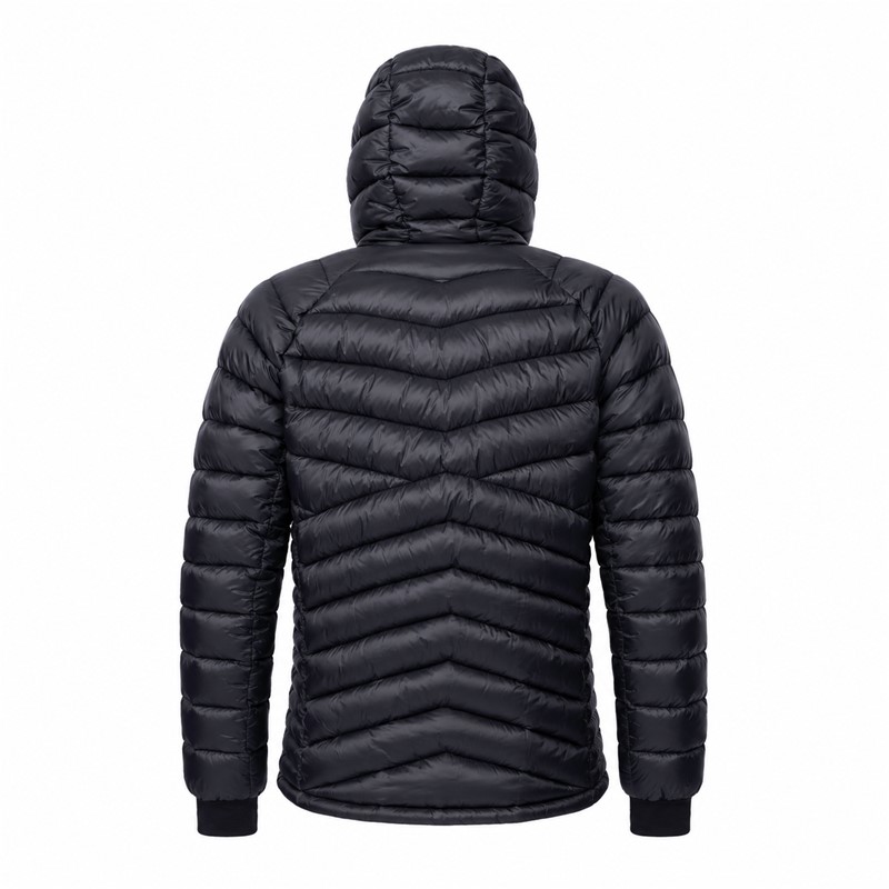 Moška črna prešita jakna ELAN BLACK s kapuco in toplim recikliranim polnilom
