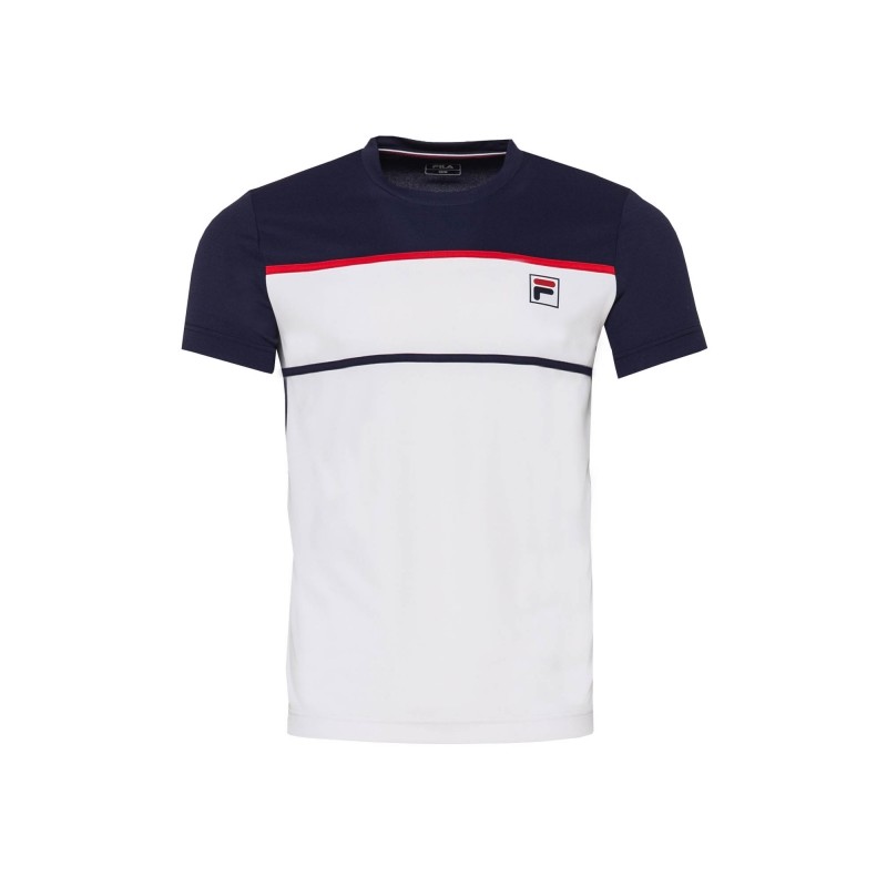 Moška majica FILA STEVE v belo-modri barvni kombinaciji je vrhunska izbira za ljubitelje tenisa, ki cenijo dovršen stil in visoko kakovost. Majica je zasnovana s poudarkom na udobju in funkcionalnosti