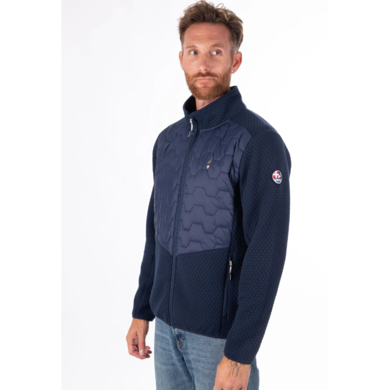 Odkrij moško hibridno jopico AULP CHAUN NAVY – izjemno lahko, elastično in vodoodbojno jopico, popolno za pohodništvo in mestne dni. Mehka French terry tkanina, sodoben kroj in priročni žepi na zadrgo. Udobje in zaščita v enem kosu! 