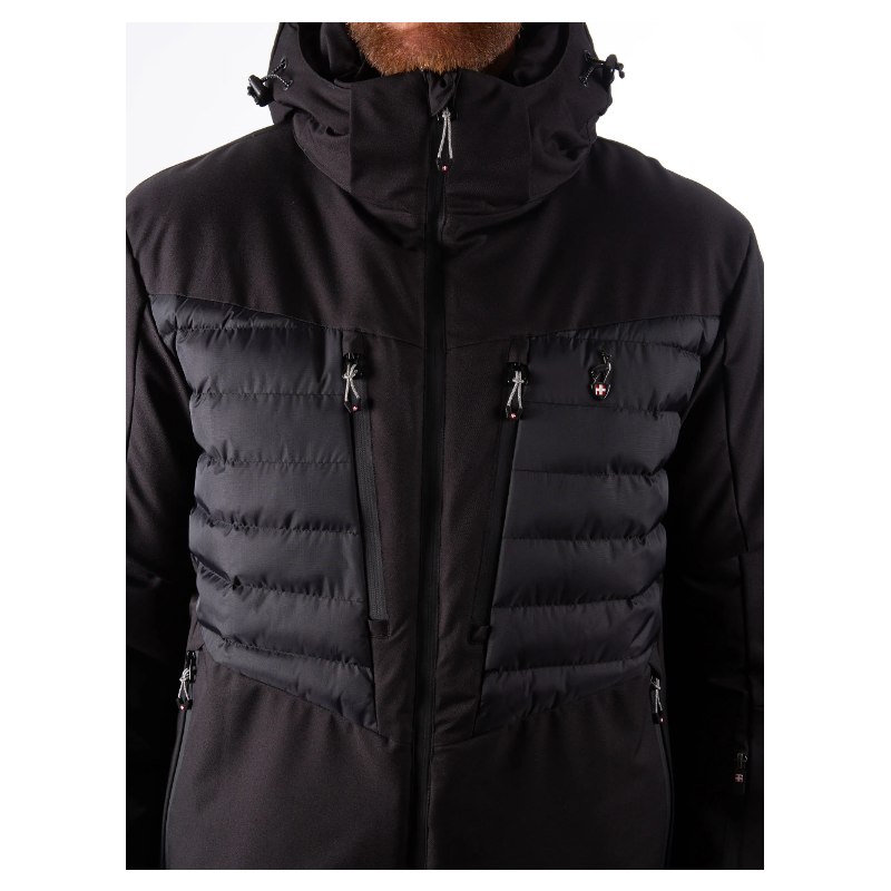 Moška smučarska jakna AULP CESAR z 15K/15K membrano, lepljenimi šivi in ripstop paneli zagotavlja vrhunsko zaščito, toplino in udobje na snegu.