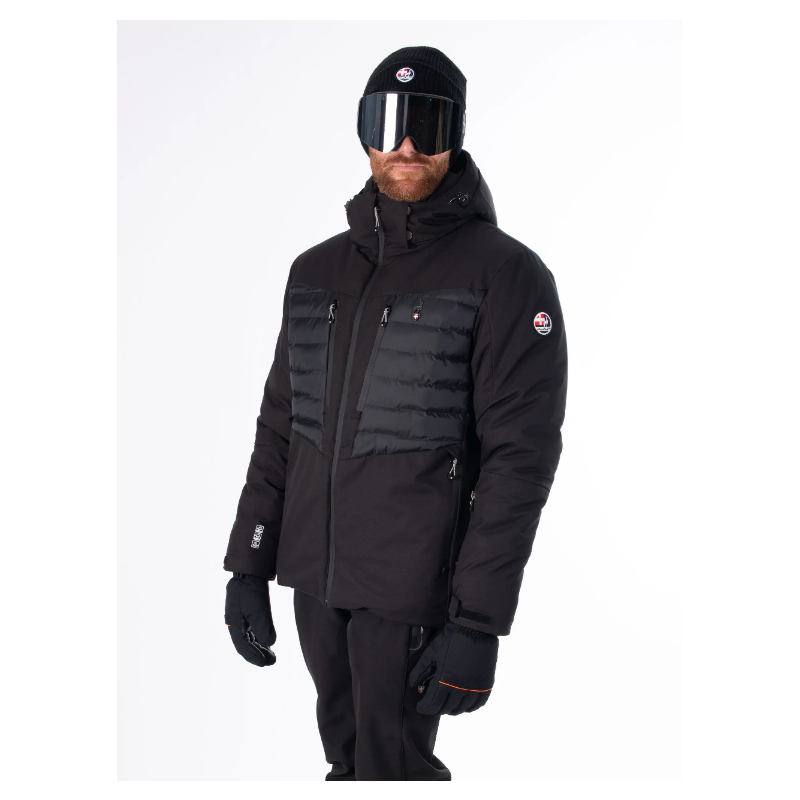 Moška smučarska jakna AULP CESAR z 15K/15K membrano, lepljenimi šivi in ripstop paneli zagotavlja vrhunsko zaščito, toplino in udobje na snegu.