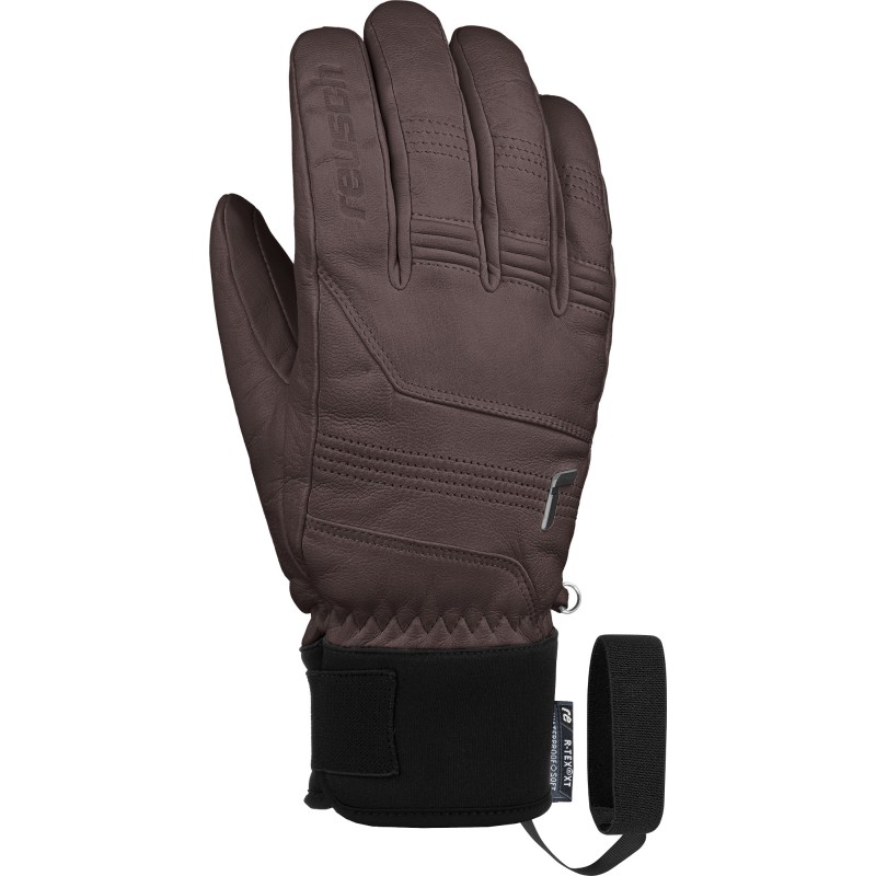 The REUSCH HIGHLAND R-TEX® XT DK. BROWN men's ski gloves are made specifically for top skiers. This style of gloves made from full leather is approved for use in uninhabited ski areas.