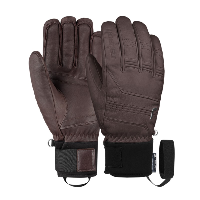 The REUSCH HIGHLAND R-TEX® XT DK. BROWN men's ski gloves are made specifically for top skiers. This style of gloves made from full leather is approved for use in uninhabited ski areas.