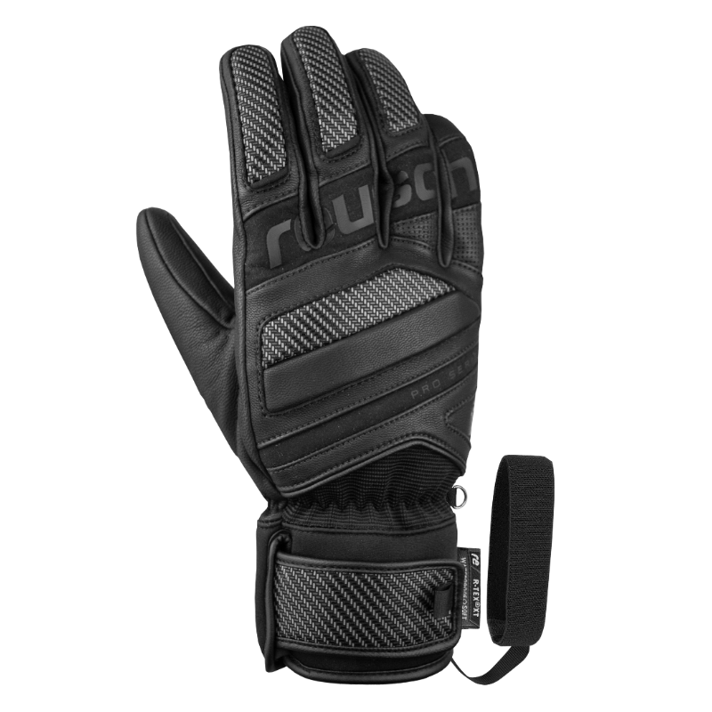 Reusch Marco Schwarz Signature – prestižne črne usnjene smučarske rokavice z R-LOFT™ izolacijo, karbonsko zaščito in popolnim oprijemom. Izberi profesionalno kakovost pri AS Sport Outlet.