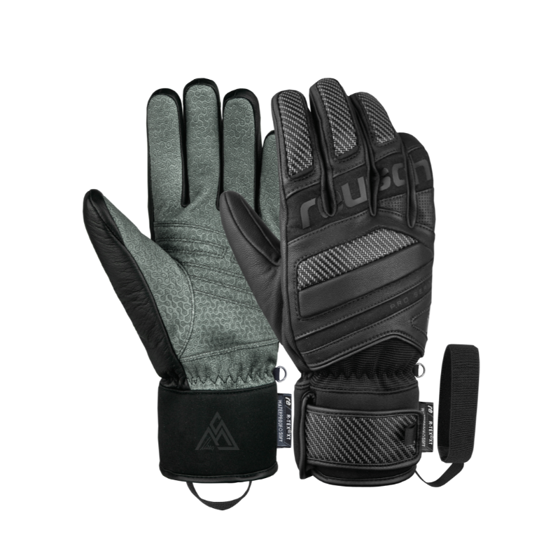 Reusch Marco Schwarz Signature – prestižne črne usnjene smučarske rokavice z R-LOFT™ izolacijo, karbonsko zaščito in popolnim oprijemom. Izberi profesionalno kakovost pri AS Sport Outlet.