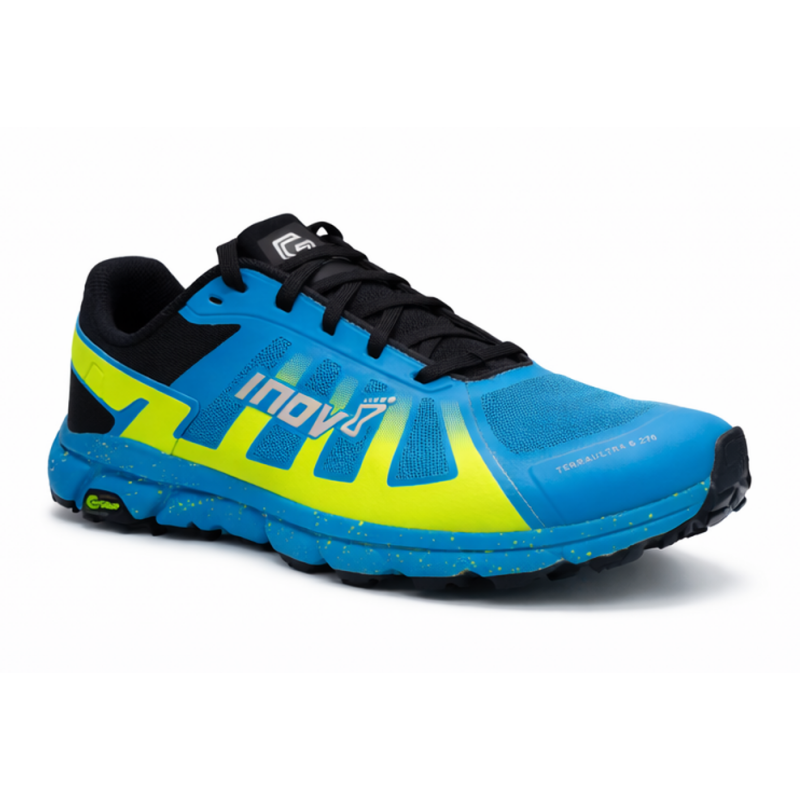 Moške trail superge INOV8 TERRAULTRA G 270 z Graphene Grip podplatom in 0 mm dropom. Široko prileganje, vrhunsko blaženje POWERFLOW MAX in energijski povratek za dolge ultra trail teke.