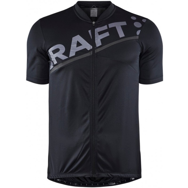 The men's cycling jersey CRAFT CORE ENDUR LOGO JERSEY is a soft and stretchy short-sleeved cycling jersey made from recycled polyester that wicks moisture away excellently. It features a full front zipper, three back pockets, and a double-hemmed band.
