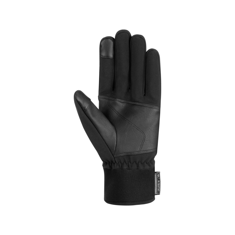 Waterproof softshell gloves with a snug cuff, reinforced palm, and hook and loop fastener for adjustable fit. Now also featuring a special insert on the index finger that allows for the use of mobile devices.