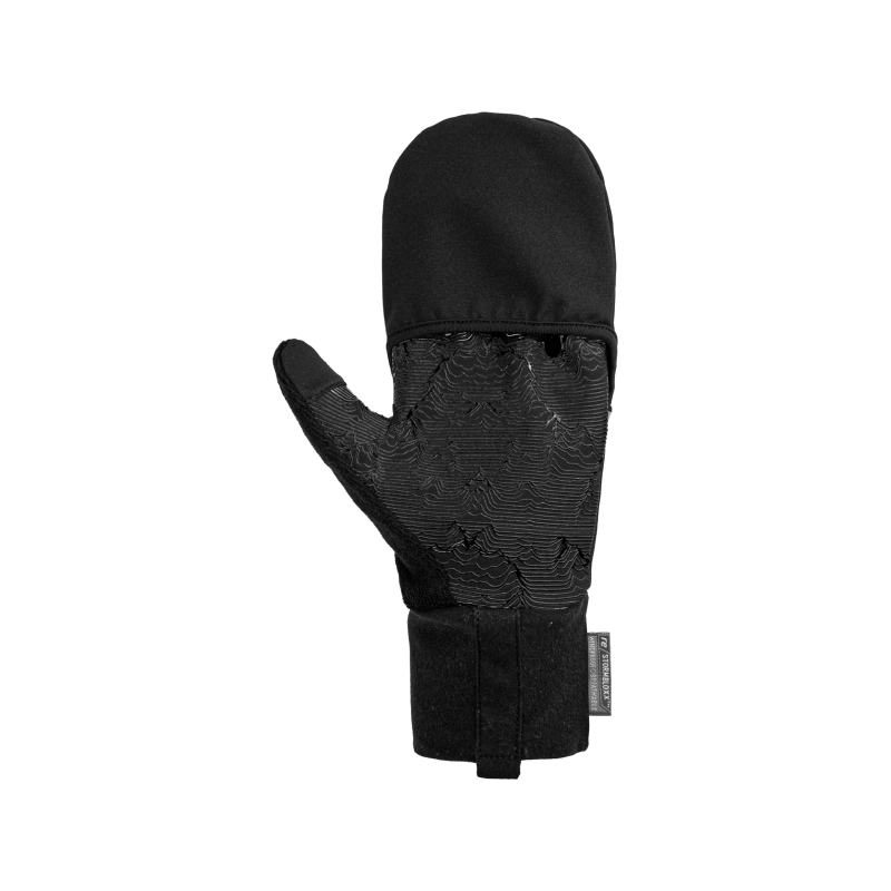 Ta raztegljiva in lahka flis rokavica, ki vključuje zložljivo, popolnoma vetroodporno kapuco na hrbtni strani, je opremljena s silikonskim potiskom na dlani.