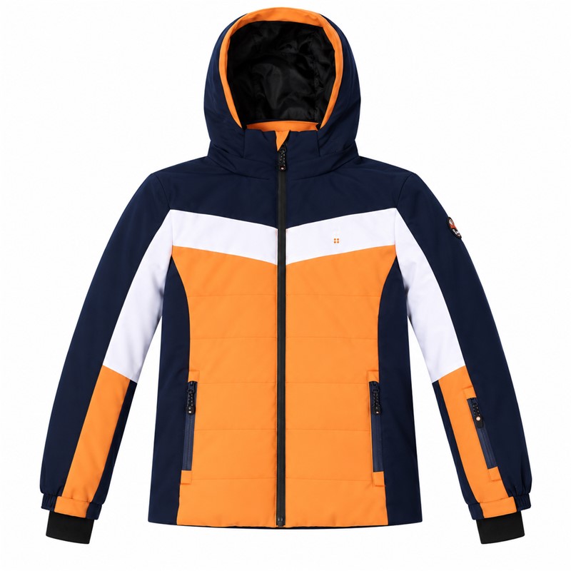 Discover kids' ski jacket AULP Chaka SUN RAY – extremely light, breathable, and waterproof (10K/10K). With lycra sleeves, thumb holes, and a detachable hood, it offers full protection and freedom of movement on the snow. Ideal choice for active toddlers!