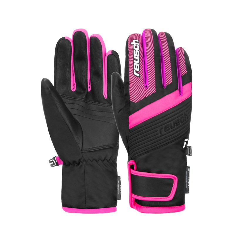 Children's ski gloves Reusch Duke R-Tex® XT Jr. BK/Pink Glo are classic Reusch gloves equipped with a waterproof membrane that keeps hands dry and protected from moisture.