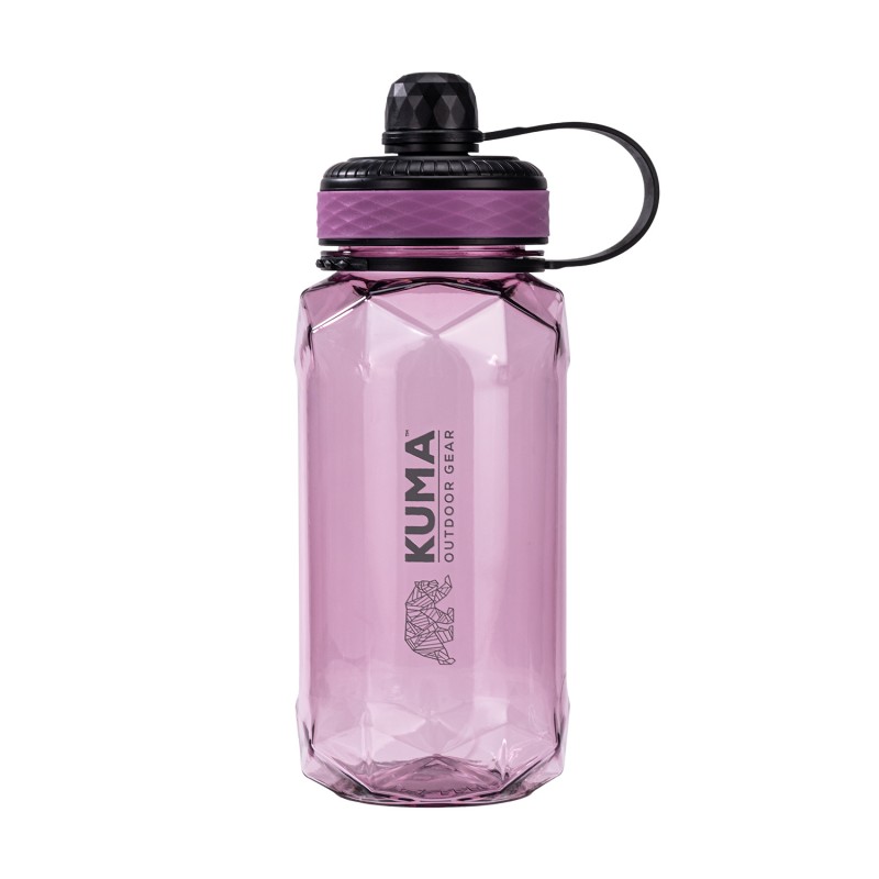 The plastic bottle KUMA in purple color is ideal for active people. Made from durable Tritan plastic, it offers a capacity of 1000 ml and a modern multi-faceted design. A perfect choice for hiking, sports, and everyday use.