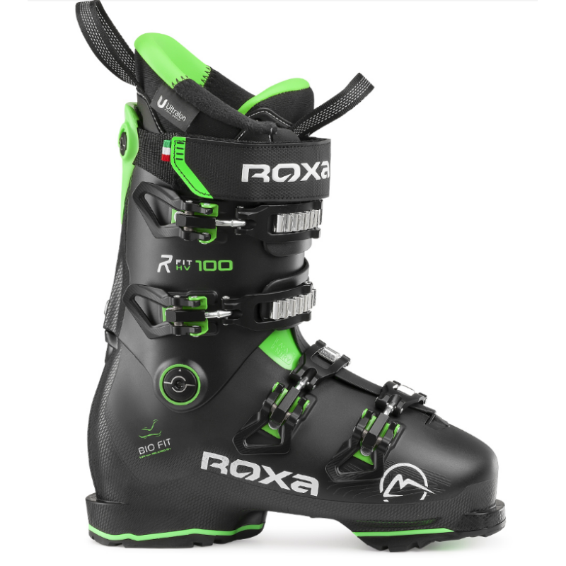 The ROXA RFIT PRO 100 men's ski boots are designed for athletic skiers at the All Mountain level who seek comfort and control in a boot that will comfortably fit a wide range of foot shapes.