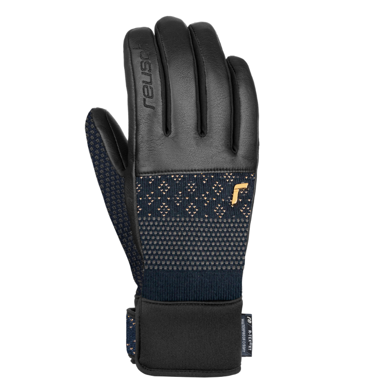 Reusch Elisabeth R-TEX® XT ženske rokavice – tople, vodoodporne in elegantne s kombinacijo ovčjega usnja, volne in pletenine. Za sodobne smučarke z občutkom za slog.