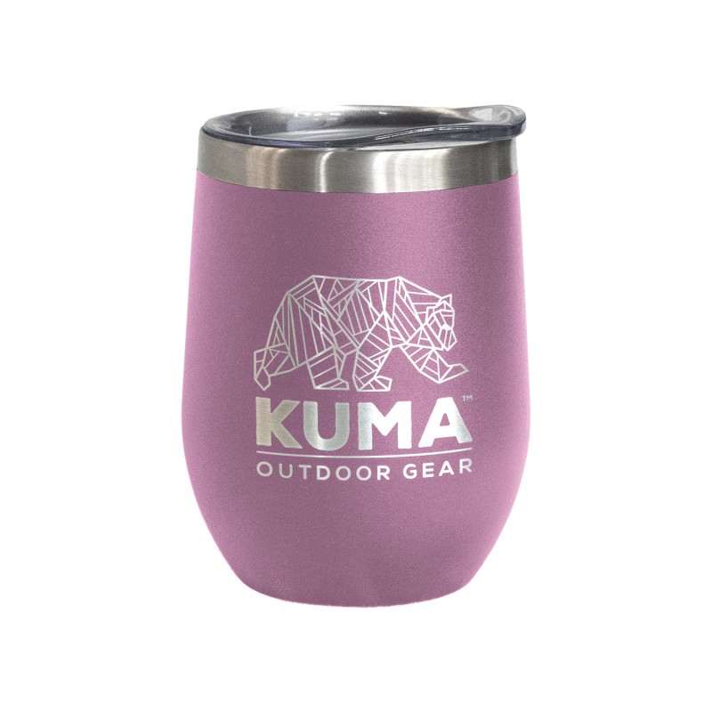 The portable KUMA Wine Tumbler made of double stainless steel is ideal for enjoying your favorite drinks on the go. Vacuum-sealed, powder-coated, and spill-resistant. Capacity 355 ml.