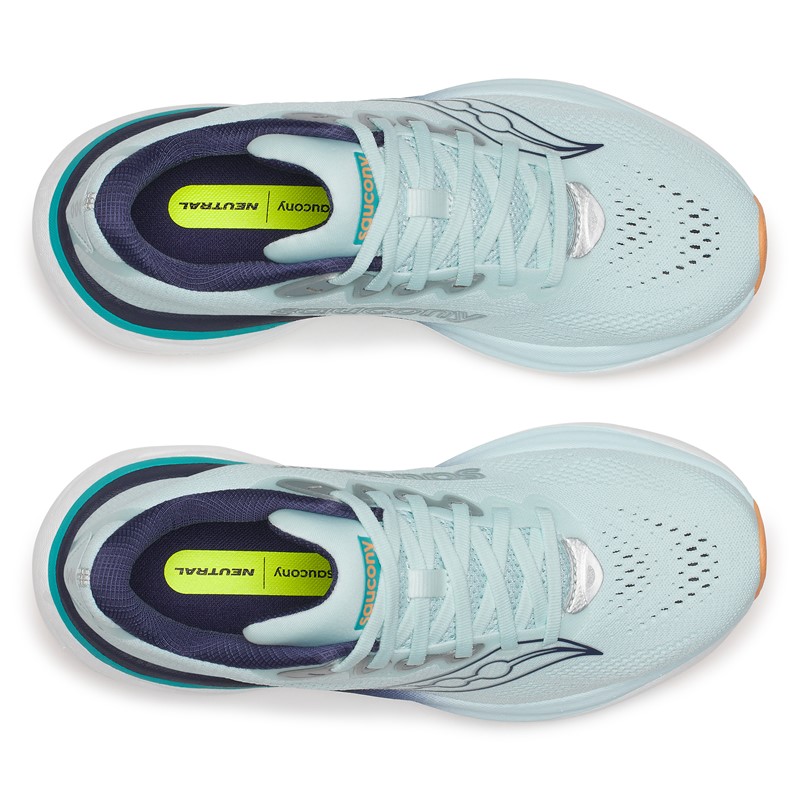 Vsestranske ženske tekaške superge Saucony Ride 19 z mehkim in odzivnim blaženjem PWRRUN  za vsakodnevni cestni tek.