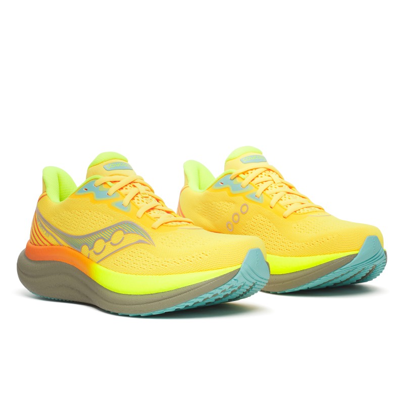 Saucony Triumph 23 moške tekaške superge z vrhunskim PWRRUN PB blaženjem za dolge teke in maksimalno udobje. Lahke, odzivne in zračne – popolna izbira za vsak trening.