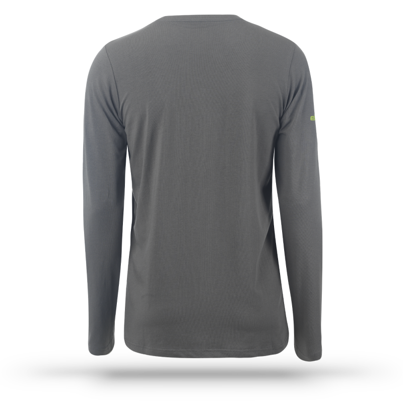 Men's long-sleeve shirt Elan T-Shirt Primetime LS M in gray, made from soft cotton, with the Elan logo on the front.