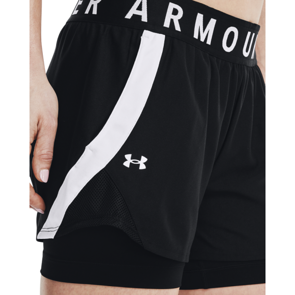 Women's UA PLAY UP 2-IN-1 SHORTS 1351981-001 offer top comfort and breathability with outer lightweight shorts and compression shorts for added support. The quick-drying material effectively wicks away sweat.