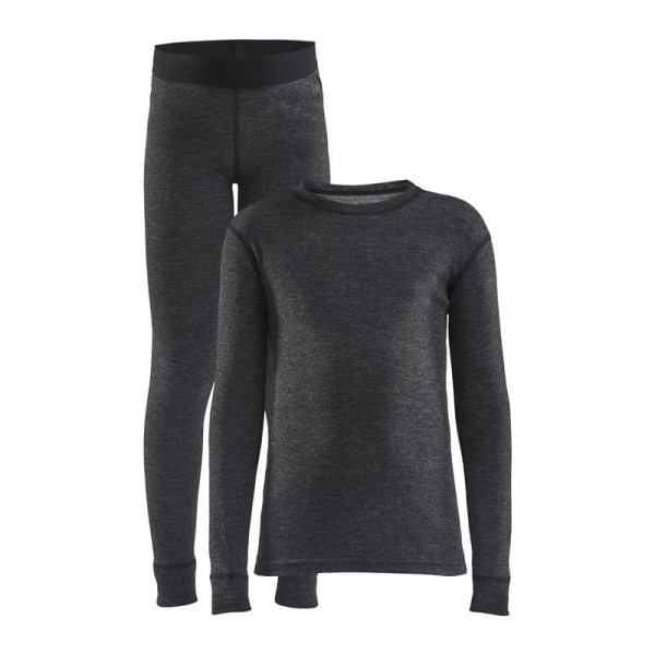 Otroško smučarsko spodnje perilo CRAFT Wool Merino iz merino volne in recikliranega poliestra nudi vrhunsko toploto, suhost in udobje v najhladnejših zimskih dneh. Idealno za smučanje in zimske športe.