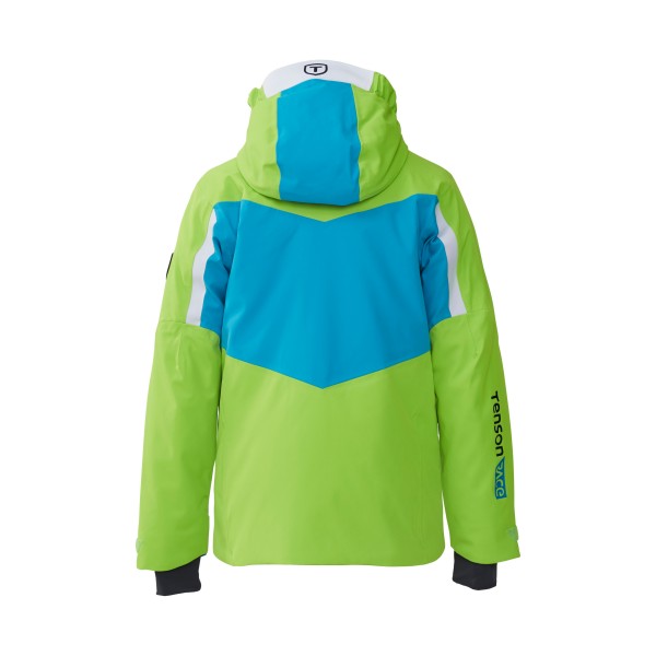 The TENSON RACE children's ski jacket in turquoise green with blue details combines top functionality and an elegant look. Made from high-quality materials, it is extremely durable and elastic.
