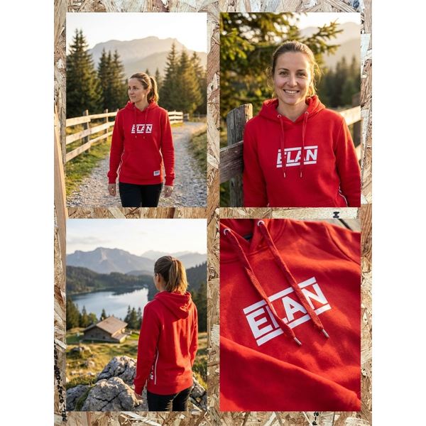 Ženski pulover ELAN W HOODIE RETRO RED
