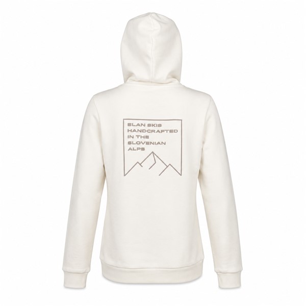 Ženski bež pulover s kapuco ELAN LOGO BEIGE z grafičnim smučarskim motivom