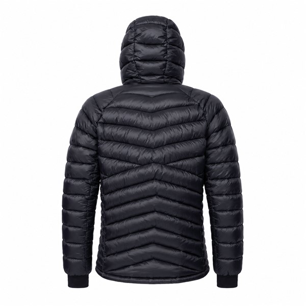 Moška črna prešita jakna ELAN BLACK s kapuco in toplim recikliranim polnilom