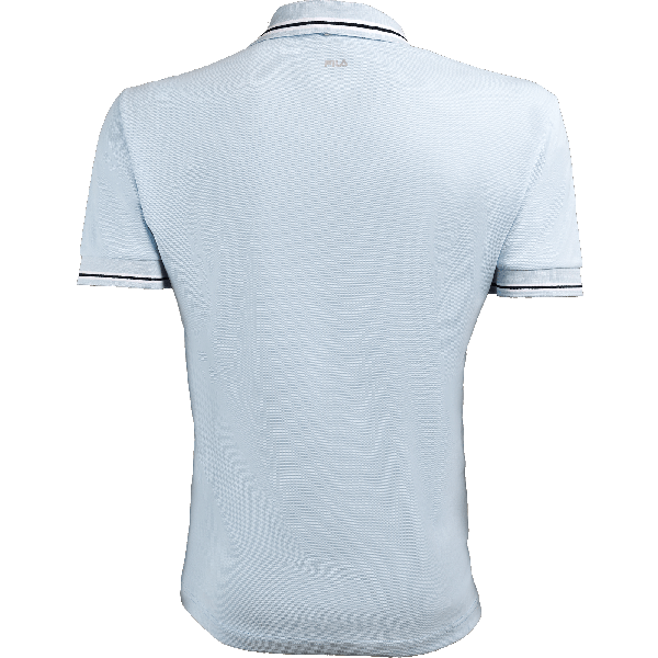 PEET sports polo shirt is a classic FILA polo shirt in light blue with a collar and 4 buttons. The best wearing comfort and optimal freedom of movement is ensured by high-quality material.