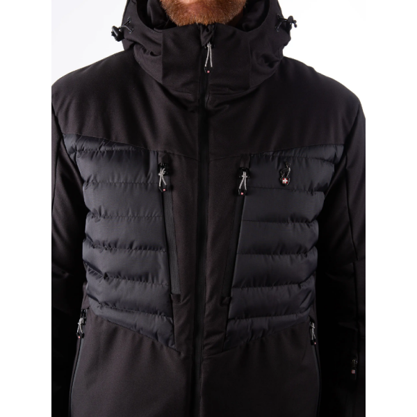 Moška smučarska jakna AULP CESAR z 15K/15K membrano, lepljenimi šivi in ripstop paneli zagotavlja vrhunsko zaščito, toplino in udobje na snegu.