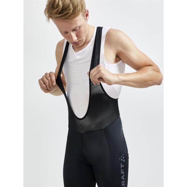 Men's short cycling shorts with suspenders CRAFT CORE ENDUR BIB are elastic, soft, and ergonomic cycling shorts with suspenders. Made from durable, technical fabric.