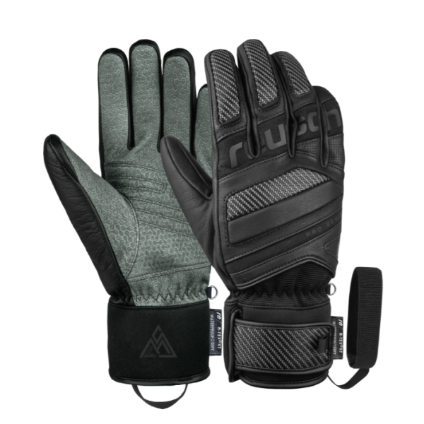 Reusch Marco Schwarz Signature – prestižne črne usnjene smučarske rokavice z R-LOFT™ izolacijo, karbonsko zaščito in popolnim oprijemom. Izberi profesionalno kakovost pri AS Sport Outlet.