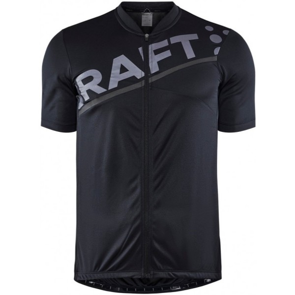 The men's cycling jersey CRAFT CORE ENDUR LOGO JERSEY is a soft and stretchy short-sleeved cycling jersey made from recycled polyester that wicks moisture away excellently. It features a full front zipper, three back pockets, and a double-hemmed band.