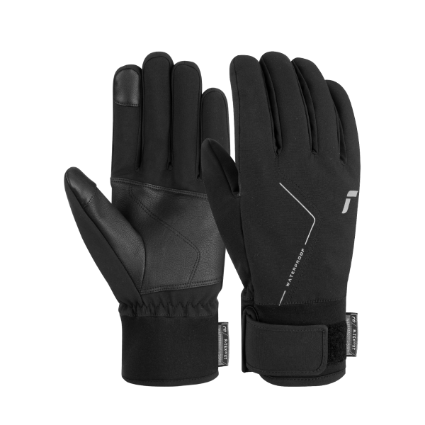 Waterproof softshell gloves with a snug cuff, reinforced palm, and hook and loop fastener for adjustable fit. Now also featuring a special insert on the index finger that allows for the use of mobile devices.