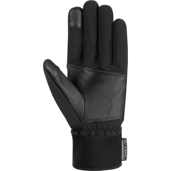 Waterproof softshell gloves with a snug cuff, reinforced palm, and hook and loop fastener for adjustable fit. Now also featuring a special insert on the index finger that allows for the use of mobile devices.