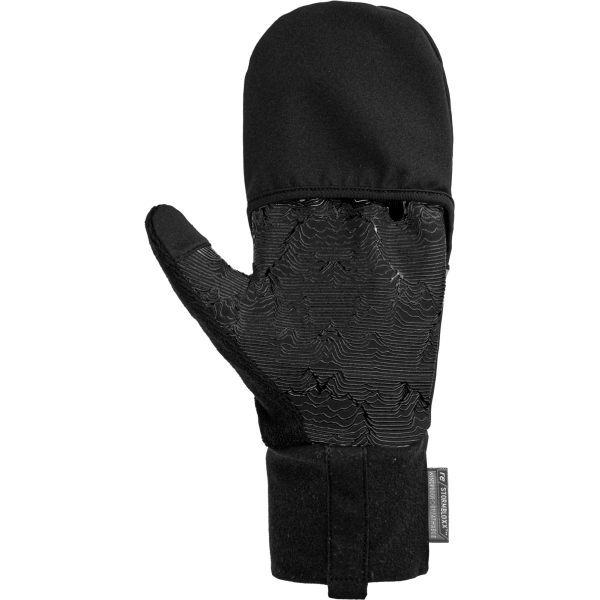 Ta raztegljiva in lahka flis rokavica, ki vključuje zložljivo, popolnoma vetroodporno kapuco na hrbtni strani, je opremljena s silikonskim potiskom na dlani.