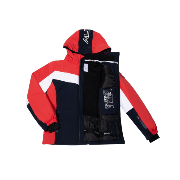 Odkrijte otroško smučarsko jakno AULP Chaka Flame Red – izredno lahko, zračno in vodoodporno (10K/10K). Z lycra rokavi, odprtinami za palce in snemljivo kapuco nudi popolno zaščito in svobodo gibanja na snegu. Idealna izbira za aktivne malčke!