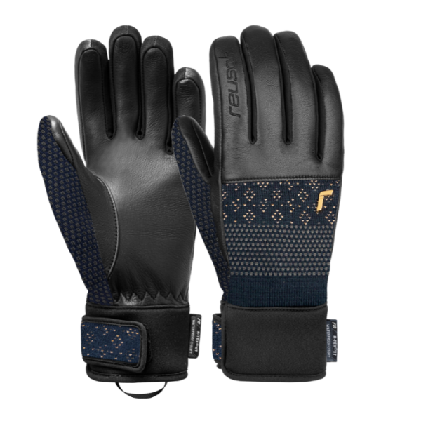 Reusch Elisabeth R-TEX® XT ženske rokavice – tople, vodoodporne in elegantne s kombinacijo ovčjega usnja, volne in pletenine. Za sodobne smučarke z občutkom za slog.