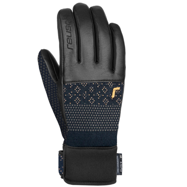 Reusch Elisabeth R-TEX® XT ženske rokavice – tople, vodoodporne in elegantne s kombinacijo ovčjega usnja, volne in pletenine. Za sodobne smučarke z občutkom za slog.