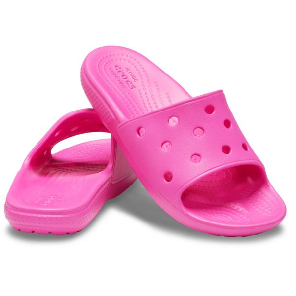 Crocs Classic Slide Kids 206396 so lahki in udobni otroški natikači, zasnovani za enostavno obuvanje in celodnevno igro. Izdelani iz Croslite™ materiala zagotavljajo mehko blaženje, vodoodpornost in hitro sušenje, zato so idealni za plažo, bazen, vrt ali vsakodnevno sproščeno nošenje.
