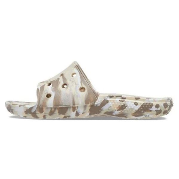 Natikači CROCS Classic Marbled Slide 206879 z edinstvenim marmornatim vzorcem, ki poskrbi za moderen in opazen videz. Lahka konstrukcija iz Croslite™ materiala zagotavlja vrhunsko udobje, medtem ko odprt “slide” dizajn omogoča hitro in enostavno obuvanje. Popolna izbira za sproščene poletne dni, doma ali na poti.